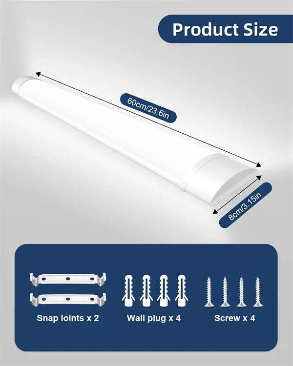 3-foot LED shop light fixture, 30W tube, 3600lm, 4000K neutral white, 90cm, 35.4-inch garage closet ceiling light. best